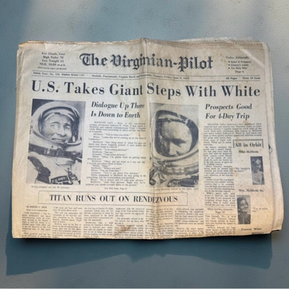 The Virginian-Pilot – June 4, 1965 Spacewalk Edition